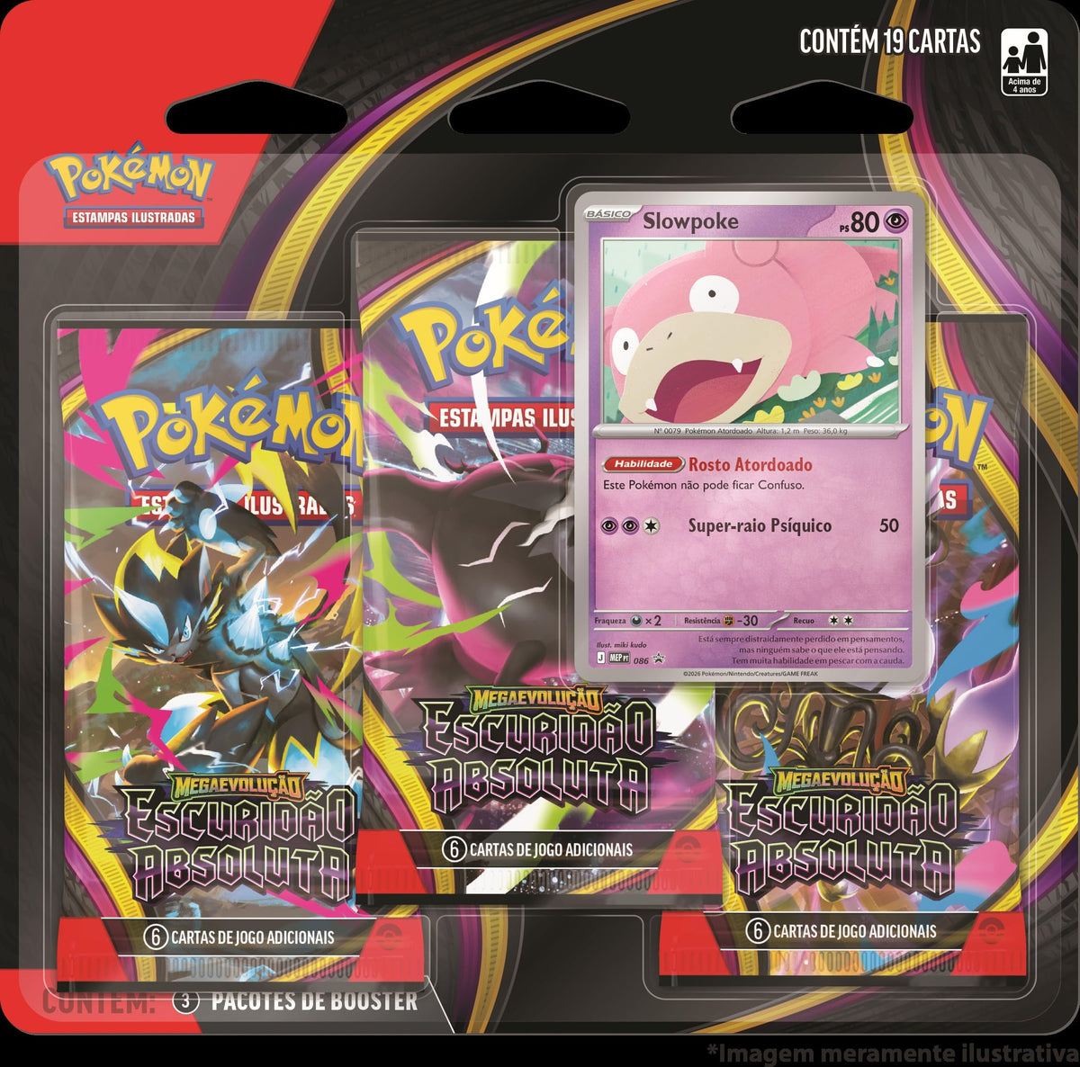 Pokemon - 3 Pacotes de Booster de Megaevolucao Escuridao Absoluta