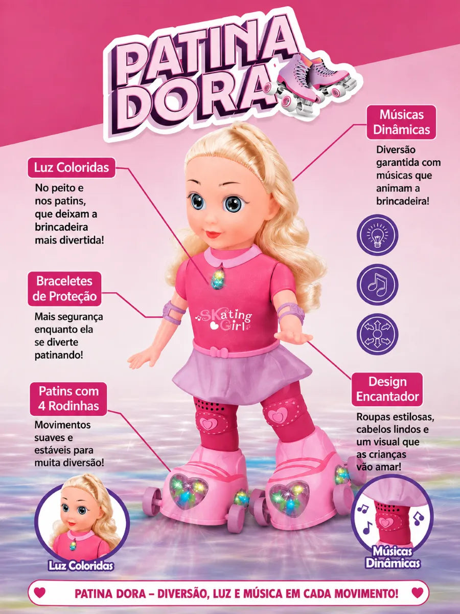 Boneca Patinadora Diversas Cores