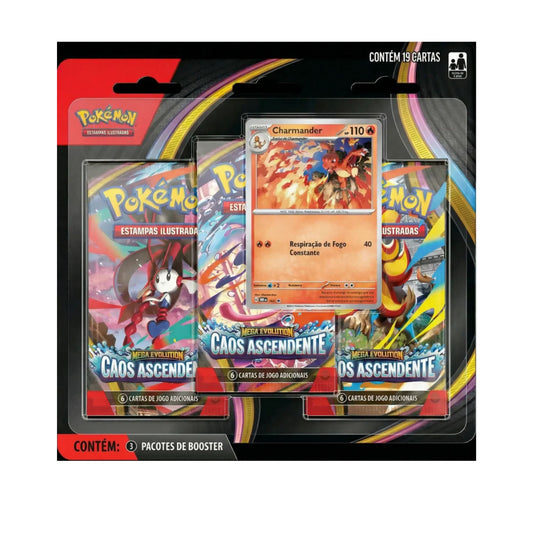 Pokemon - 3 Pacotes de Booster de Megaevolucao Caos Ascendente