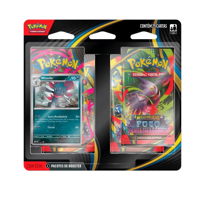 Pokemon - 4 Pacotes de Booster de Megaevolucao - Fogo Fantasmagorico