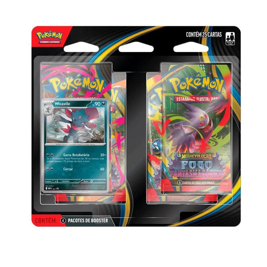 Pokemon - 4 Pacotes de Booster de Megaevolucao - Fogo Fantasmagorico